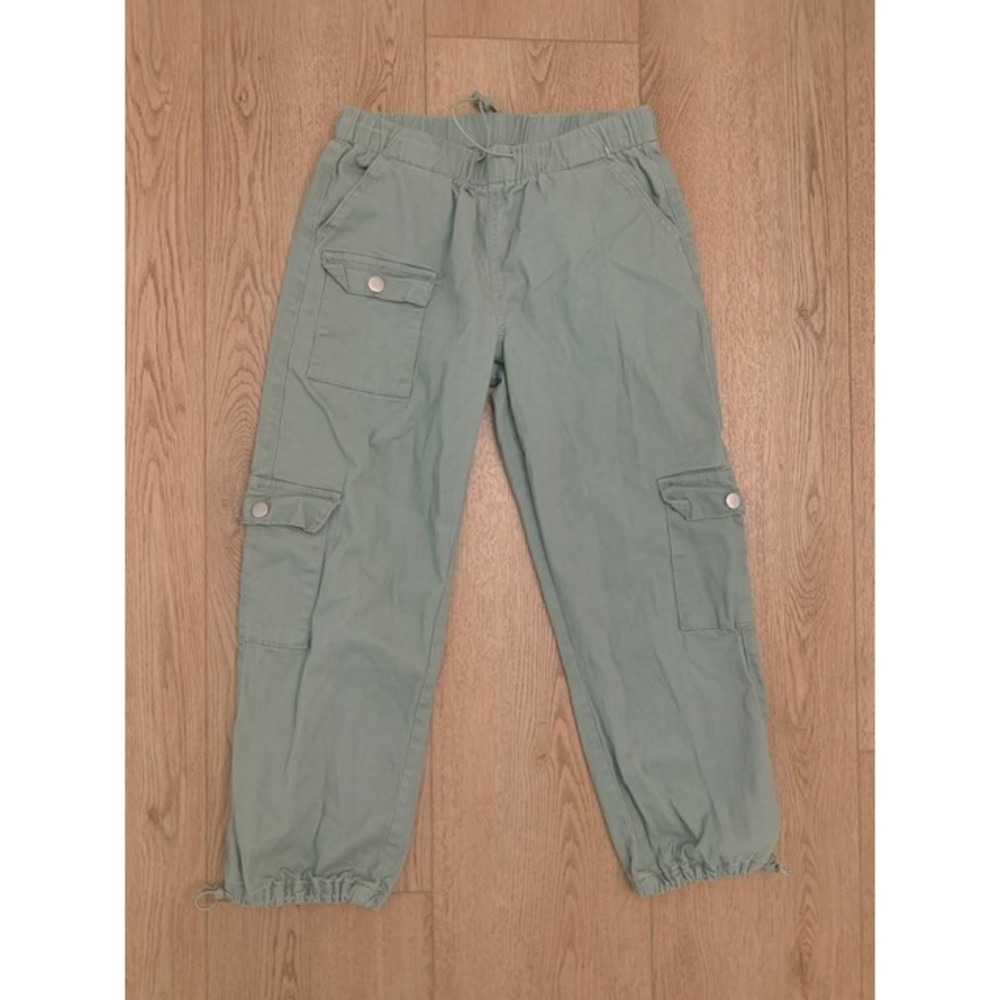 VIP Juniors Sage Green‎ Cargo Jogger Pants Size 5/27 Elastic Waist Toggle Cuffs
